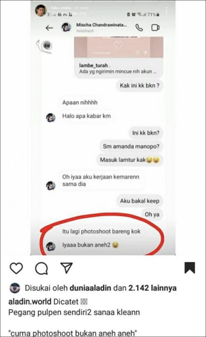 Chat Mischa Chandrawinata Soal Amanda Manopo Bocor, Rumor Pacaran Akhirnya Terkuak