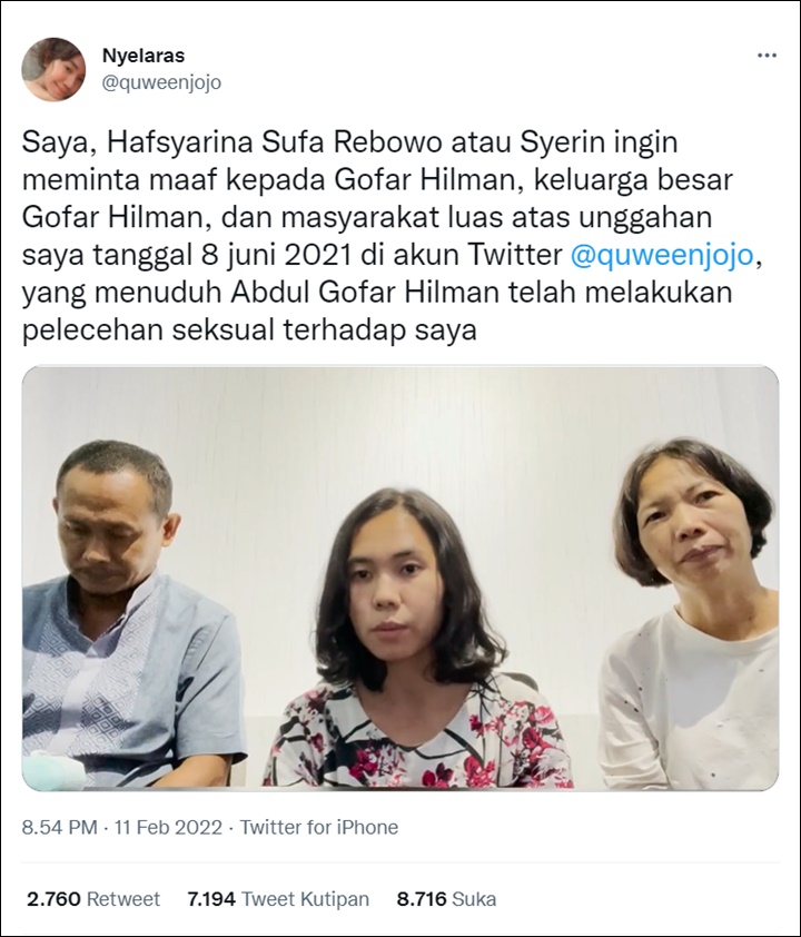 Permintaan Maaf Untuk Gofar Hilman