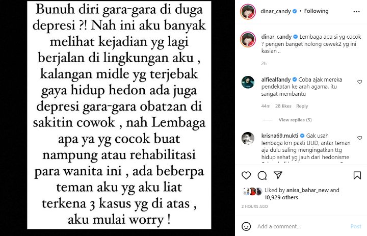 Dinar Candy Soroti Kabar Novi Amelia Bunuh Diri, Duga Karena 3 Faktor ini