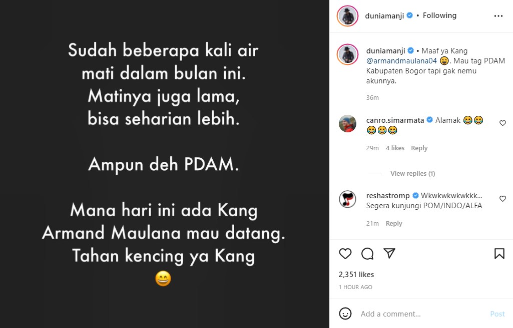 Anji Mendadak Kritik PDAM Hingga Ucapkan Permintaan Maaf pada Armand Maulana