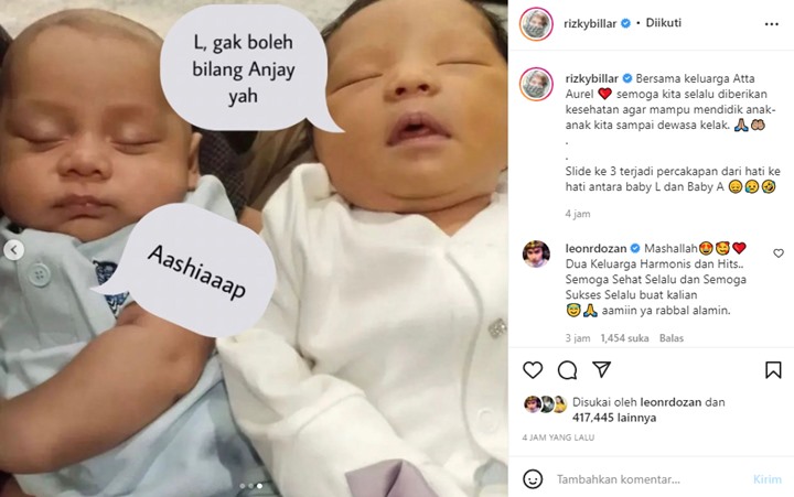 \'Percakapan\' Baby Leslar dan Ameena dari Hati ke Hati Dibocorkan Rizky Billar