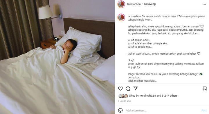Curhat Pilu Larissa Chou 1 Tahun Jadi SIngle Mom