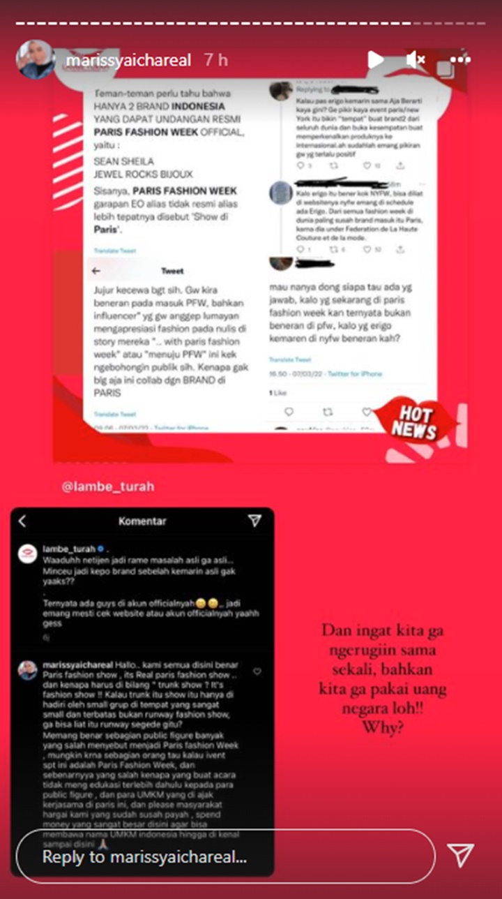 Salahkan Penyelenggara, Marissya Icha Ngaku Keliru Dalam Penyebutan Paris Fashion Week