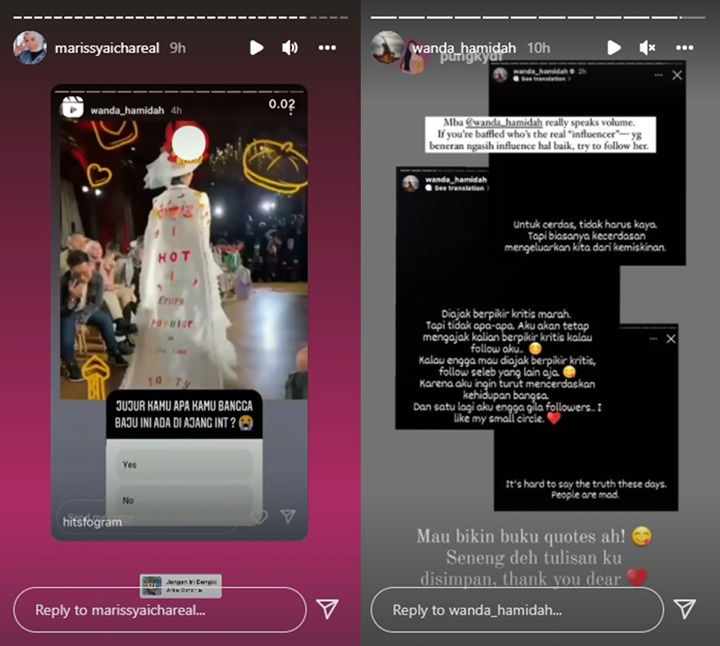 Marissya Icha Sindir Wandah Hamidah Iri-Dengki, Langsung Dapat Balasan Menohok?