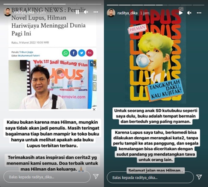 Raditya Dika Berduka Atas Meninggalnya Hilman Hariwjaya, Ungkap Betapa Berharga Buku \'Lupus\' Baginya
