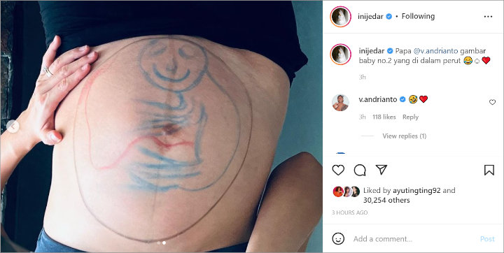 Perut Jessica Iskandar \'Bumil\' Digambar Pakai Krayon Ulah Iseng Suami