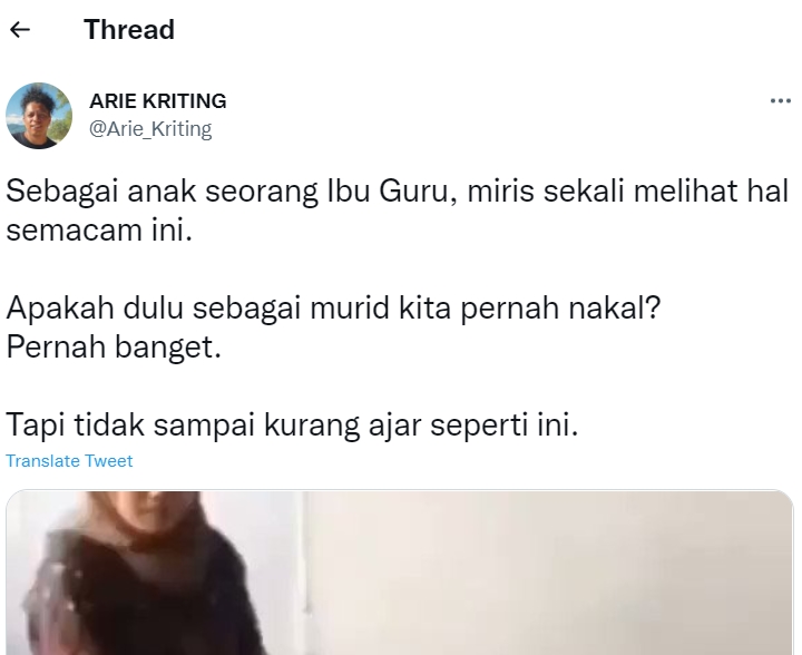 Arie Kriting Komentari Video Viral Murid Kurang Ajar pada Guru