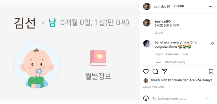 Jin BTS Resmi Jadi Om, Ini Jenis Kelamin dan Nama Keponakannya