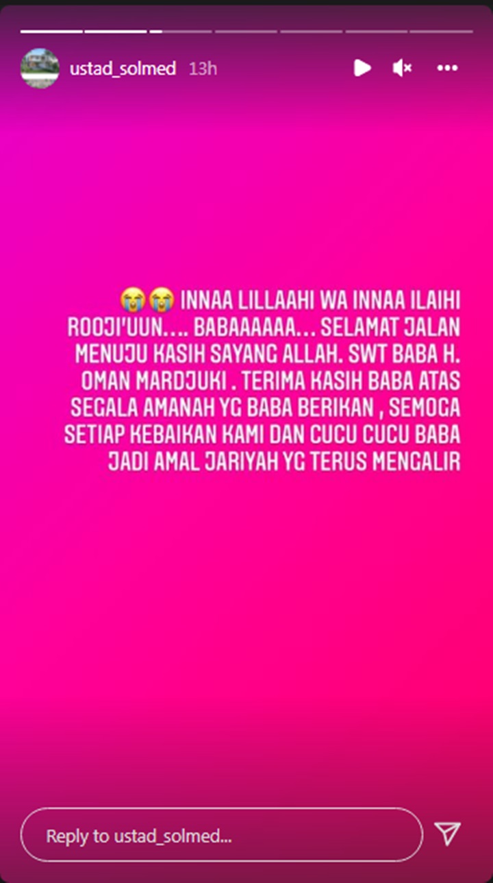 Ayah April Jasmine Meninggal, Ustaz Solmed Tulis Doa Menyentuh Ini