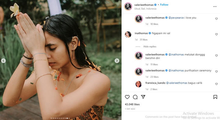 Valerie Thomas Jalani Ritual Melukat Untuk Lepaskan Trauma, Komentar Ibunda Disorot