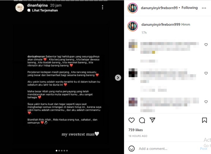 Dikira Cuek, Dinan Fajrina Muncul Janji Bakal Setia Dampingi Doni Salmanan