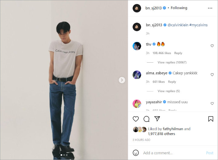 Park Seo Joon Tampil Keren di Postingan Baru, Komentar V BTS Langsung Diserbu