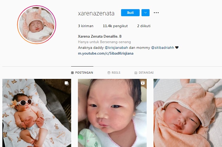 Xarena selebgram sejak dini
