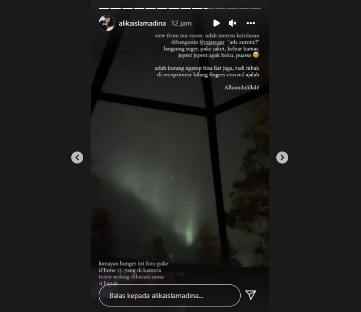 Alika Bikin Iri Usai Pamer Momen Lihat Aurora Bareng Suami, Ada yang Bilang Comot dari Google