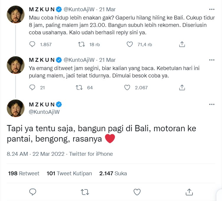 Kunto Aji Bagi Tips Healing ke Penggemar Tanpa Perlu ke Bali, Sederhana Banget
