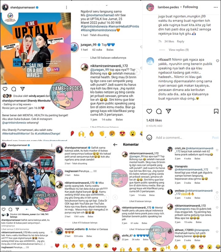 Nikita Mirzani Spam Komen Sinis di IG Shandy Purnamasari, Netter: Kasihan Hidupnya
