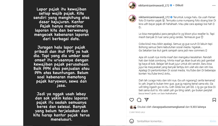 Nikita Mirzani Bantah Terima Hadiah Mewah, Sebut Juragan 99 Karang Cerita