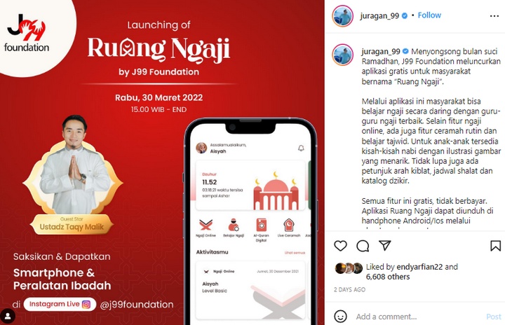 Juragan 99 Bikin Aplikasi Mengaji Online Tuai Sindiran Menohok Netizen