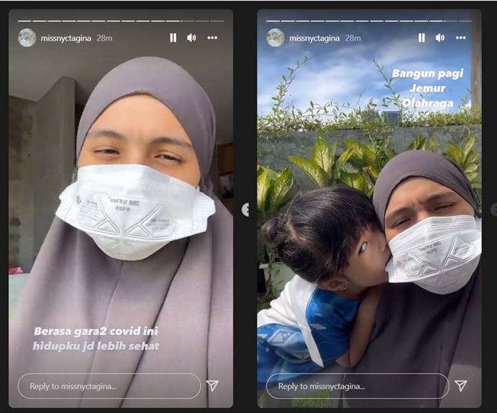 Nycta Gina membeberkan tingkah sang putri di tengah isolasi mandiri