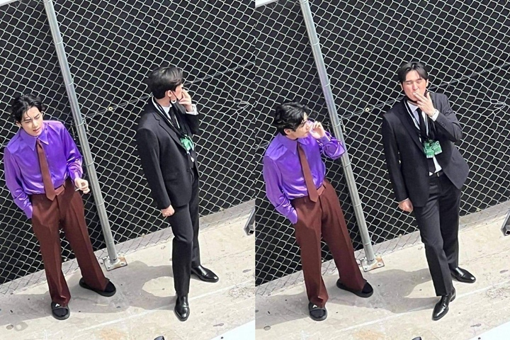 Beredar Foto V BTS Merokok Sebelum Grammy Dimulai 2