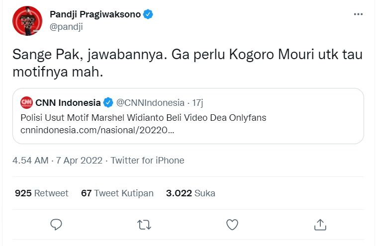 Polisi Usut Motif Marshel Beli Video Syur Dea OnlyFans, Pandji Pragiwaksono Seret Sosok Ini