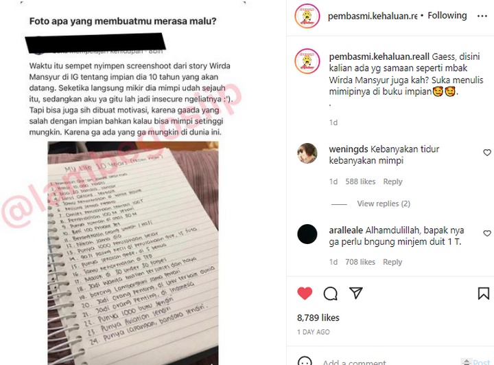 Impian Halu Wirda Mansur Ramai DItertawakan