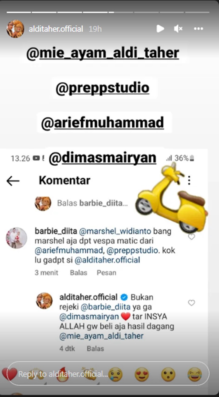 Begini Reaksi Aldi Taher Saat Disindir Tak Dapat Vespa Gratis Dari Arief Muhammad