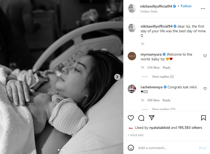 Nikita Willy Umbar Foto Haru Perdana Peluk Baby Izz, Caption Makin Bikin Mewek