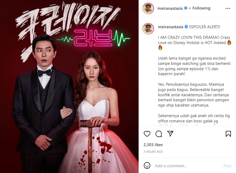 Istri Ernest Prakasa Puji Kemampuan Akting Krystal di Drama \'Crazy Love\': Baper Parah!