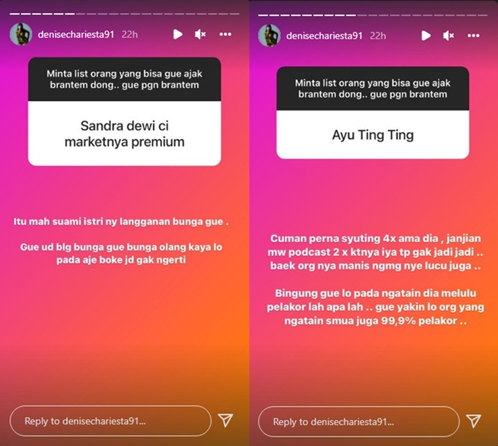 Denise Chariesta Nantangin Artis Ribut, Langsung Kicep Saat Nama Sandra Dewi Disebut?