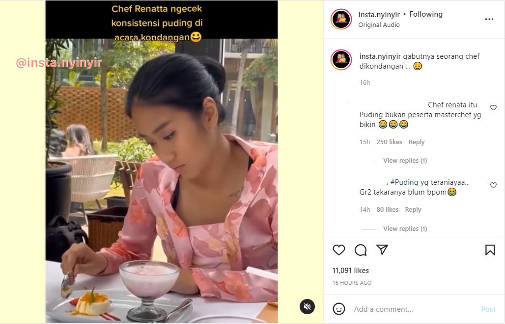 Gabut, Chef Renatta Malah Bikin \'Tertekan\' Usai Kepergok Cek Konsistensi Puding di Kondangan