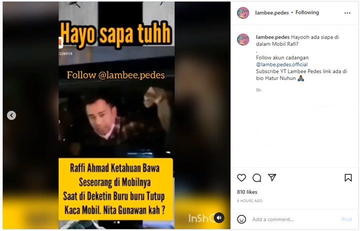 Usai Heboh Isu dengan Nita Gunawan, Raffi Ahmad Terciduk Bawa Seseorang di Mobilnya