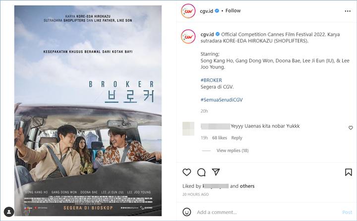 CGV mengumumkan film \'Broker\' akan tayang di Indonesia