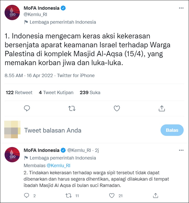 Kecaman Kemlu RI