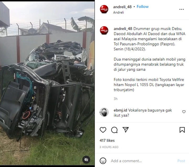 Merinding, Penampakan Mobil Daood Debu Pasca Kecelakaan Maut Lebih Parah dari Vanessa Angel