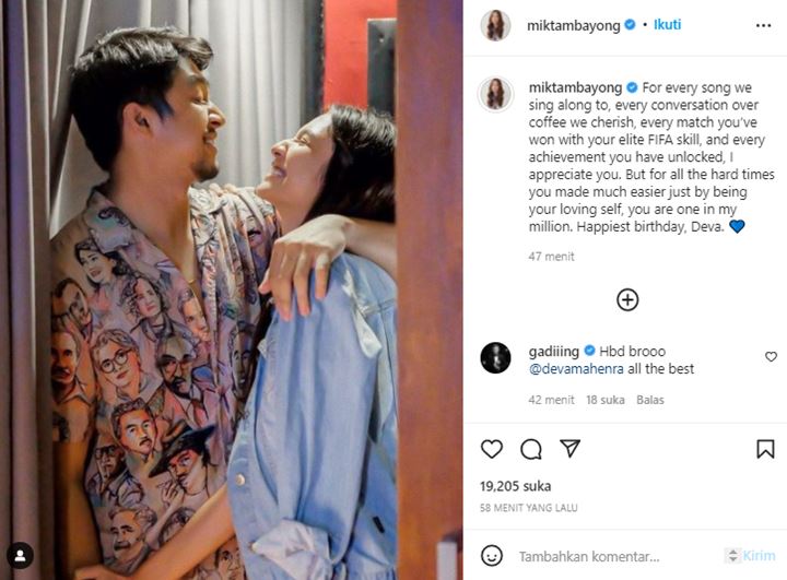 Mikha Tambayong Pamer Foto Uwu di Momen Ultah Deva Mahenra, Sisipkan Pesan Penuh Makna Ini