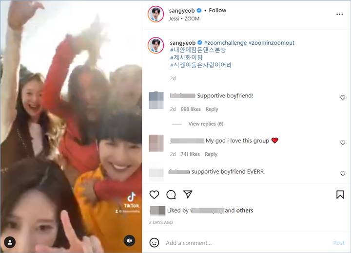 Lee Sang Yeob tersenyum kala dirangkul Jessi