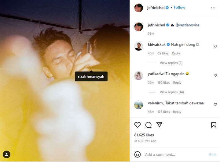 Pagi-pagi Bikin Geger, Jefri Nichol Pajang Foto Ciuman dengan Sosok Laki-laki Ini?