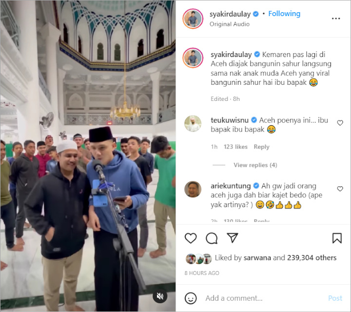 Asyik Banget, Syakir Daulay Bareng Pemuda Aceh Viral Bangunkan Sahur Banjir Pujian