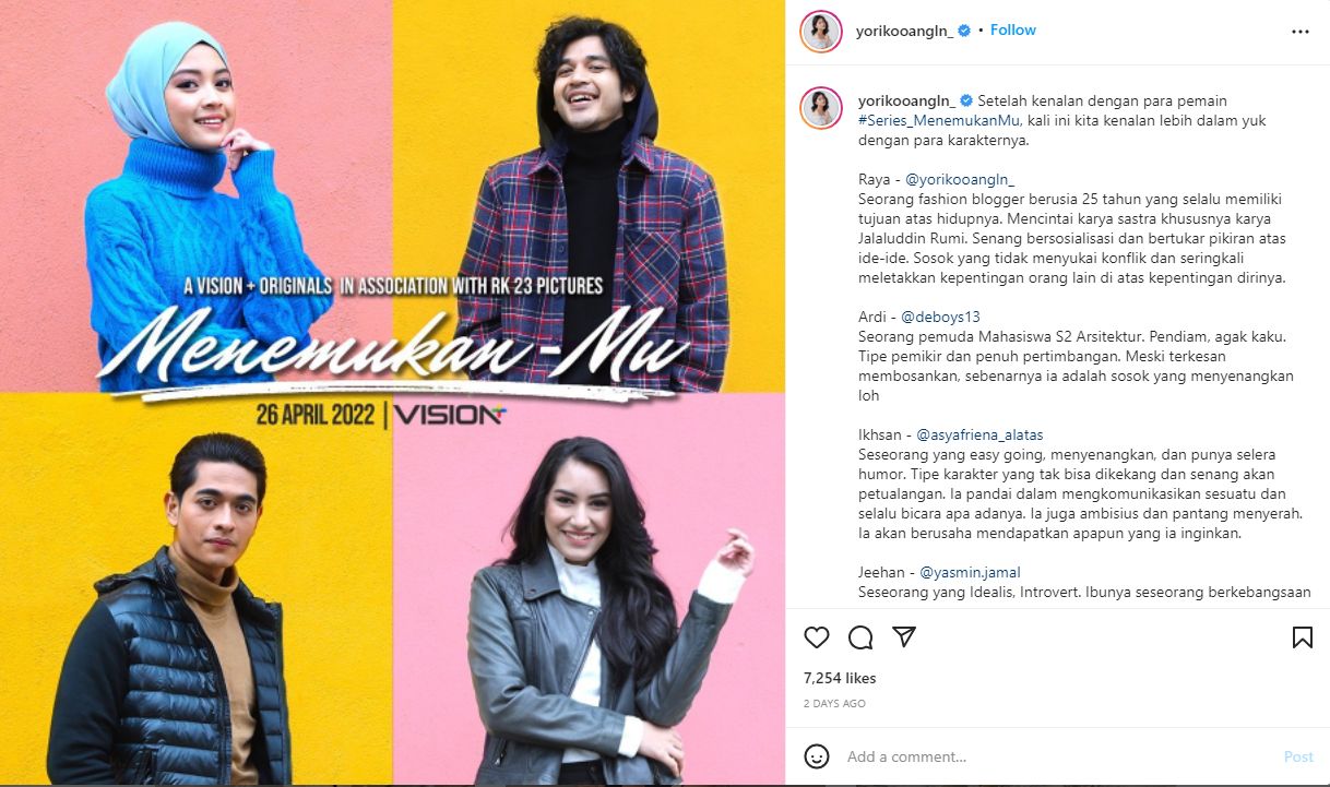 Yoriko Angeline Akui Kesulitan Perankan Sosok Raya di Series \'MenemukanMu\'