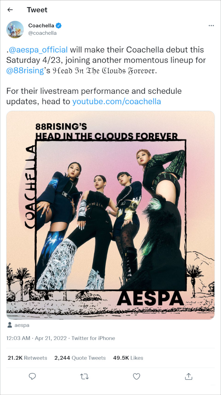 aespa Tampil di Coachella atas Undangan 88Rising, Netizen Perdebatkan Media Play
