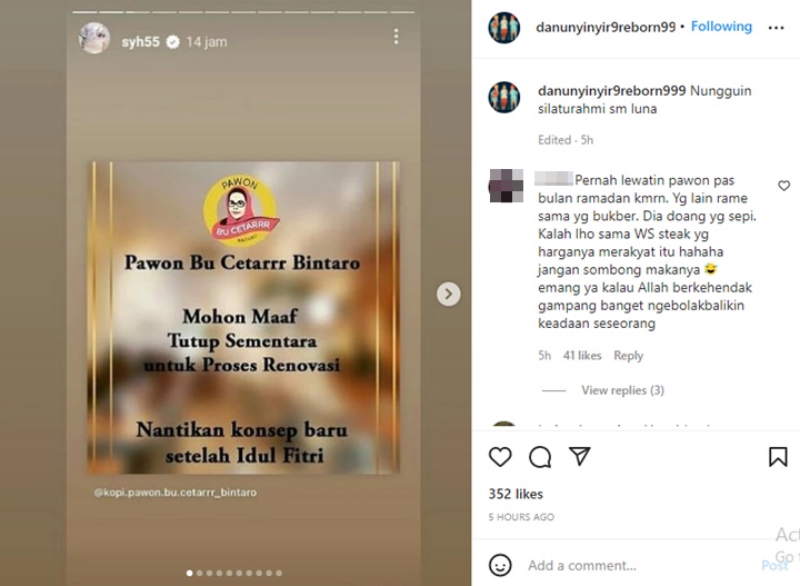 Restoran Ibunda Syahrini Mendadak Kabarkan Tutup, Harga Makanan Diprotes Tak Normal