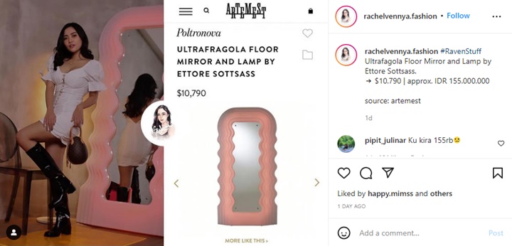 Harga Fantastis Standing Mirror Rachel Vennya Bikin Gak Percaya, Netter: Demi Apa?