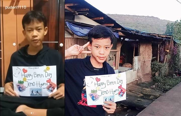 Pudori mengucapkan selamat ulang tahun ke Jeno NCT