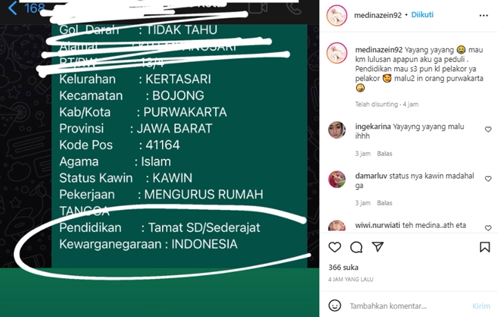 Medina Zein Bongkar Identitas Lengkap dan Rumah Selingkuhan Suami 1