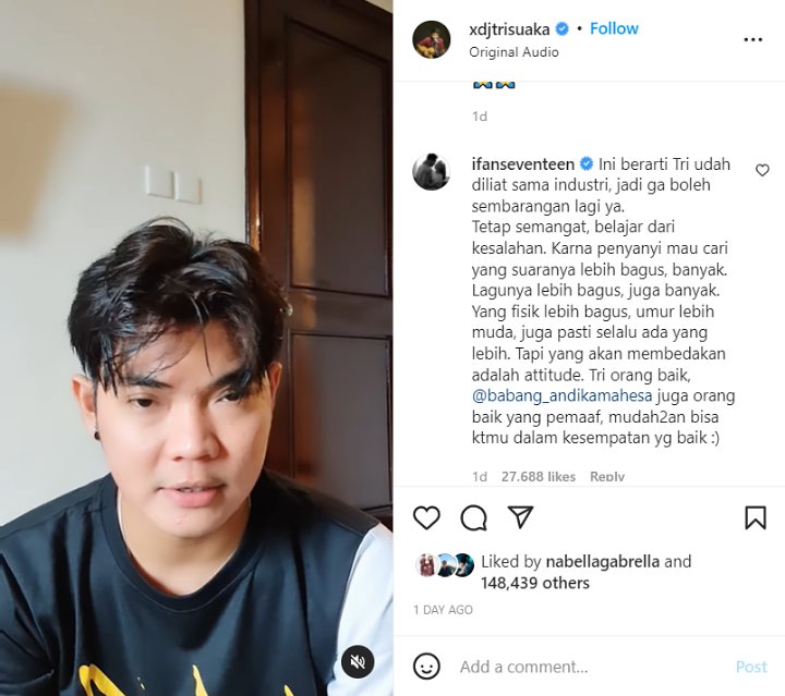 Tri Suaka Minta Maaf, Komentar Bijak Ifan Seventeen Langsung Disorot