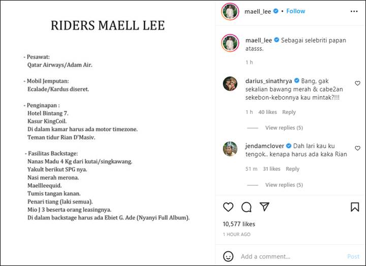 Maell Lee Sindir Tri Suaka Soal \'Riders\' Kelewatan, Nama Rian D\'Masiv Terseret Bikin Ngakak