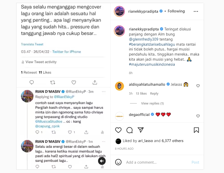 Rian D\'Masiv Mendadak Bahas Soal Tekanan Besar Saat Cover Lagu, Sindir Tri Suaka dan Zidan?