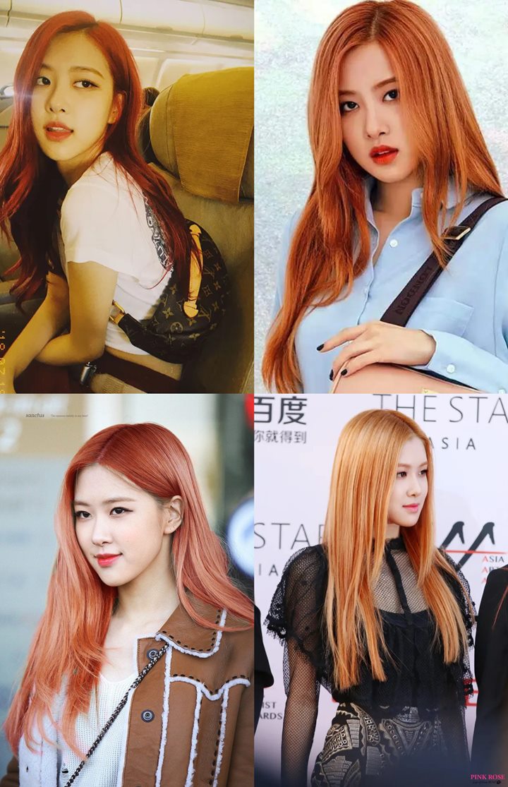 Rose BLACKPINK dengan gaya rambut oranye