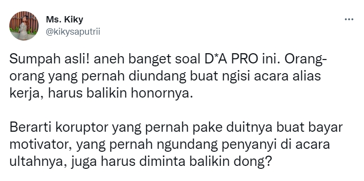 Kiky Saputri Sebut Ada Keanehan Soal Pengembalian Dana Kasus DNA Pro